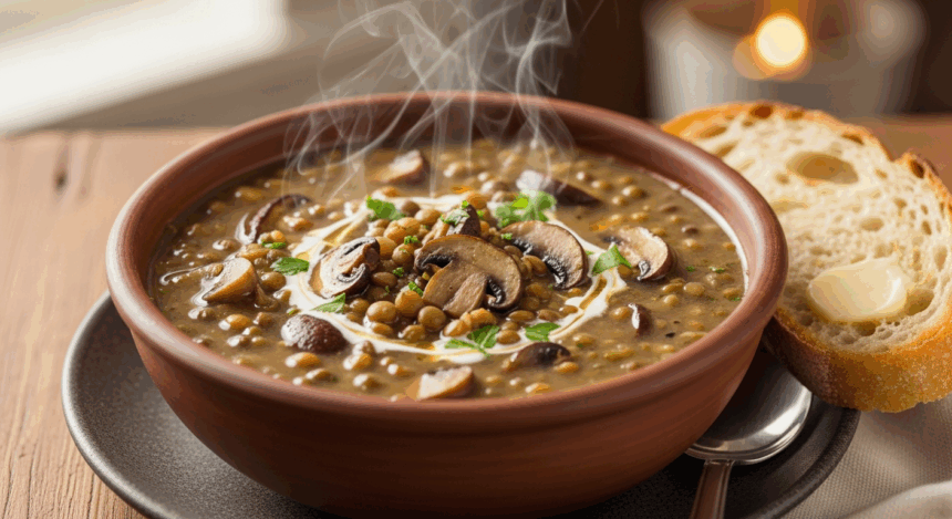 Creamy Mushroom Lentil Soup