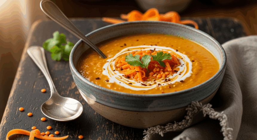 Red Lentil Carrot Coconut Soup