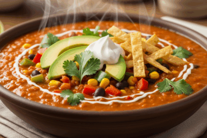 Creamy Vegan Lentil Tortilla Soup