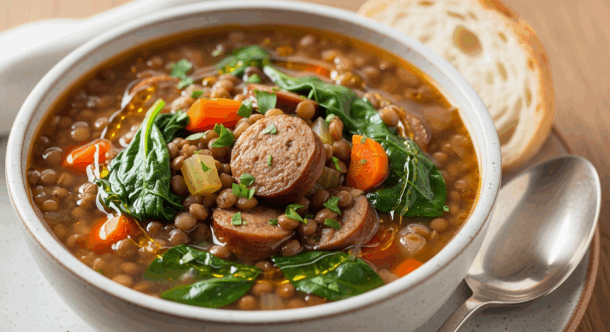 Lentil Soup With Sausage And Spinach
