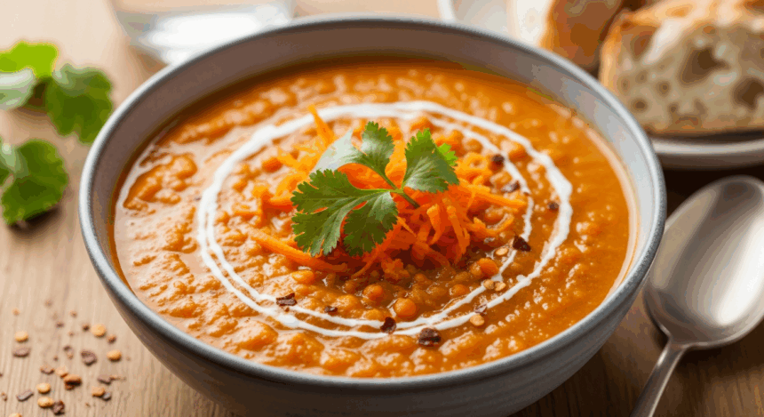 Spiced Carrot And Lentil Soup