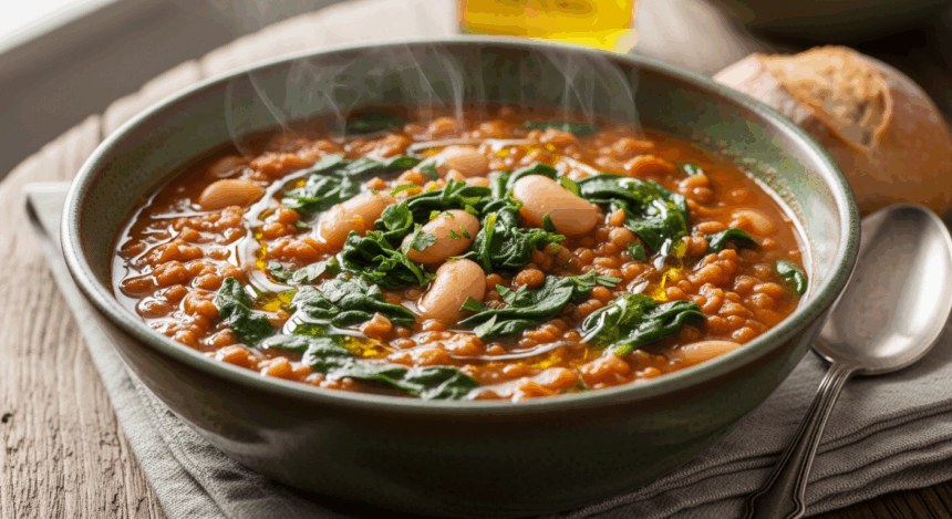Spinach Lentil And Butter Bean Soup