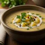 Bowl Of Potato Soup With Herbs