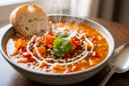 Spicy Sweet Potato Lentil Soup