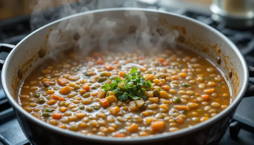 Vegetarian Lentil Soup Cooking