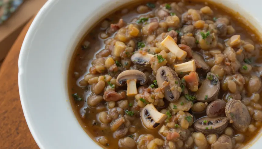 Hearty Lentil Soup With Mushrooms