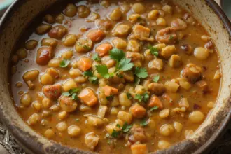 Creamy Lentil Soup In Bowl