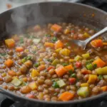 Cooking Lentil Soup With Vegetables