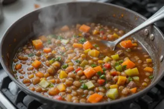Cooking Lentil Soup With Vegetables