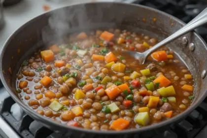 Cooking Lentil Soup With Vegetables