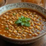 Bowl Of Lentil Soup On Table