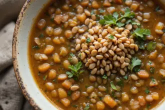 Bowl Of Lentil Soup With Seeds
