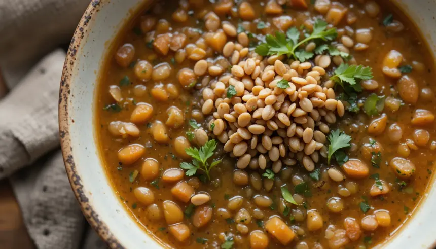 Bowl Of Lentil Soup With Seeds